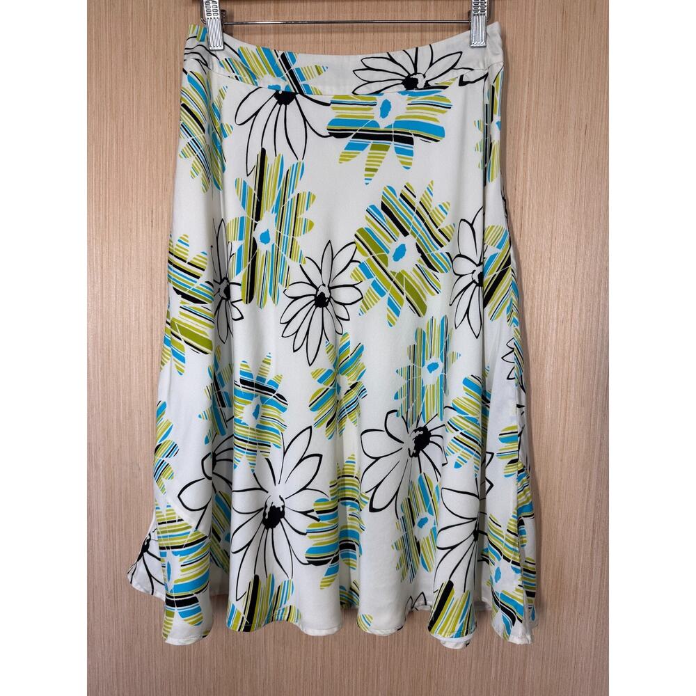 Valerie Stevens 100% Silk Floral Skirt Womens Size 4 Multicolor Event Retro - Picture 2 of 11